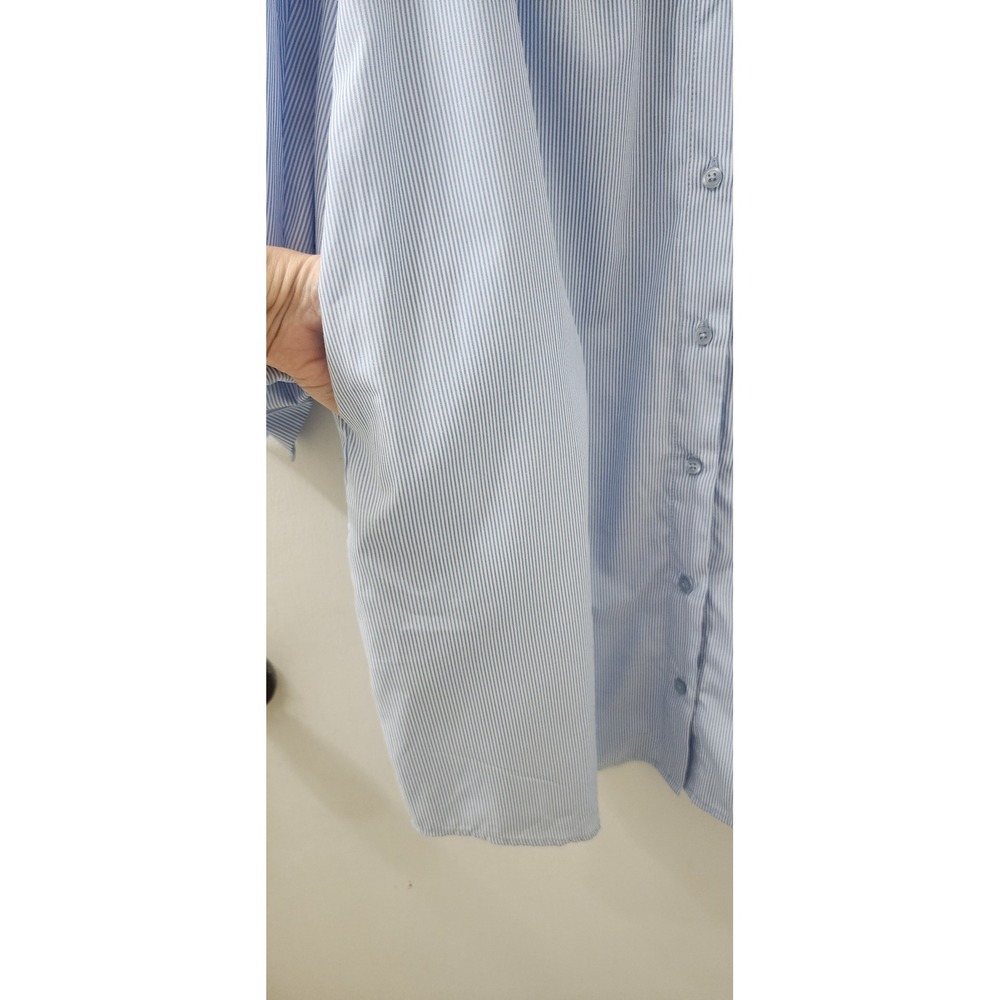 Label by 5 Twelve Blue White Pinstripe Cold Shoulder Ruffle Shirt Dress Size 12 - Picture 7 of 9